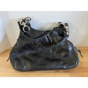 Coach Mia/Maggie Black Leather Hobo Slouchy Shoulder Bag Purse